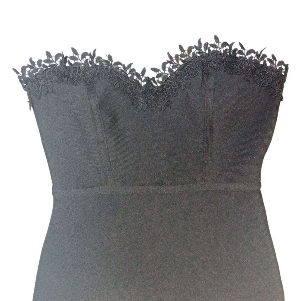 Forever 21 Elegant Black Strapless Bodycon Dress Sz S - Picture 3 of 9